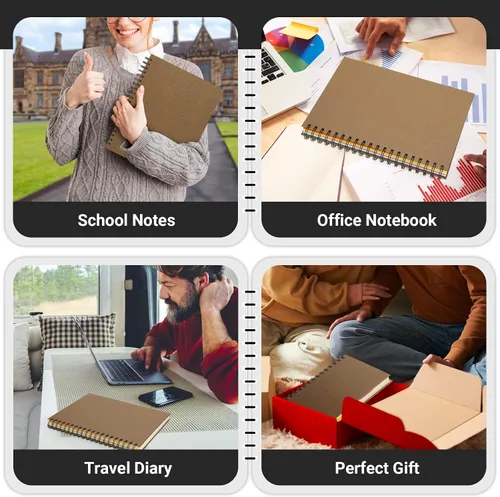 Miniatura 7 de EUSOAR - Cuaderno de espiral de 5 asignaturas, 1 pieza A4 27.9 x 21.6 cm Cuaderno de escritura con reglas de estilo universitario, 100GSM 120 hojas