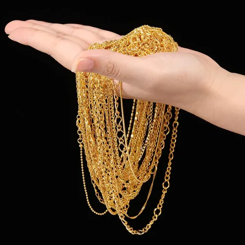 Miniatura 4 de Blulu - 24 piezas de collar de cadena chapado en plata u oro para suministros de fabricación de joyas y manualidades, 20 pulg., Plata Dorado