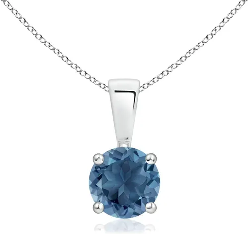 ANGARA Collar con colgante solitario de topacio azul natural de Londres para mujeres, niñas en cadena de plata de ley (grado A tamaño-0.197 in)