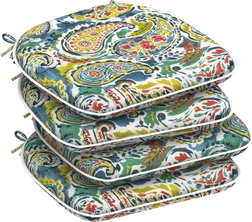 Miniatura 48 de DYTXIII Juego de 2 cojines para sillas de exterior con lazos, almohadillas repelentes al agua para sillas de patio de 17 x 16 pulgadas para muebles