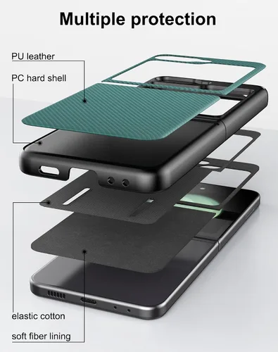 Miniatura 4 de Funda para Samsung Galaxy Z Flip 5 con protección de bisagra, ajuste delgado, ligero, a prueba de golpes, Galaxy Z Flip 5, color verde
