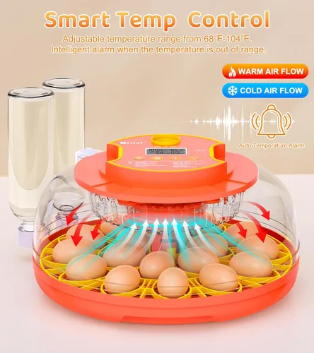 Miniatura 2 de Incubadora de 18 huevos con giro automático de huevos, control digital de humedad de temperatura, incubadora para incubar huevos, vela de vista
