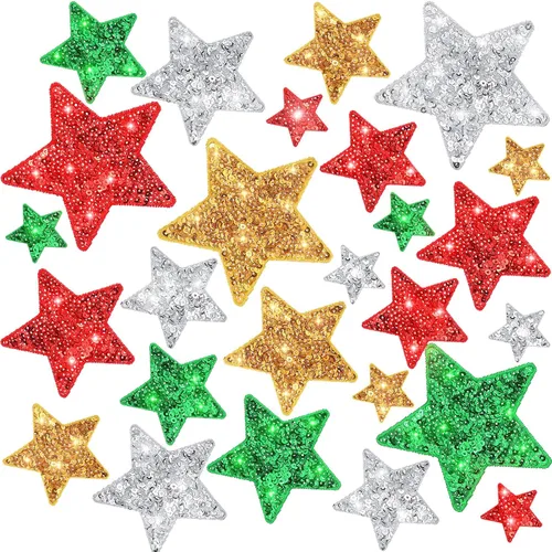 Miniatura 9 de Daifunli 24 Parches de Lentejuelas para Planchar de 4 Parches Decorativos Bordados Brillantes para Ropa, Bolsos, Chaquetas, Jeans, Sombreros