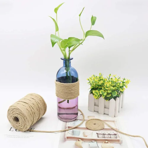 Miniatura 5 de Tenn Well Cuerda de yute, cuerda trenzada de yute de 200 pies y 0.138 in, cuerda natural para manualidades, envoltura de regalos, jardinería