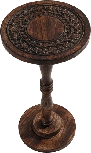 Miniatura 24 de Mesa de café de madera, mesa auxiliar con pilar individual, mesa pequeña, mesita de noche, mesa lateral, mesa de cabecera, mesa lateral de sala