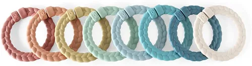 Itzy Ritzy Juego de anillos de enlace; juego de 8 anillos trenzados, versátiles de color arcoíris; se fija al asiento del automóvil del bebé,