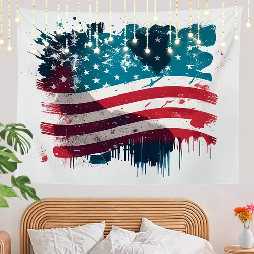 Miniatura 2 de Shrahala Tapiz de pared para hombre con diseño de elecciones estadounidenses, bandera de estrella de cinco puntas, acuarela para colgar en la pared