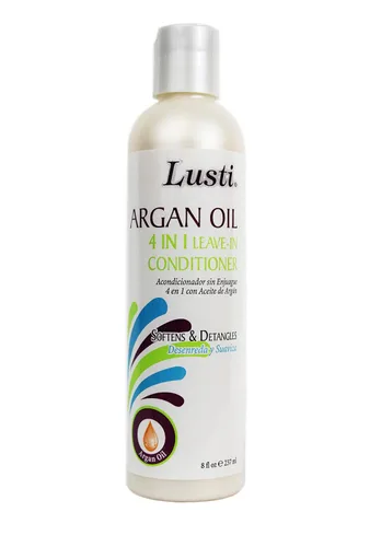 Lusti Acondicionador sin enjuague 4 en 1 de aceite de argán, 8 onzas líquidas, hidrata y acondiciona al instante - Evita la rotura