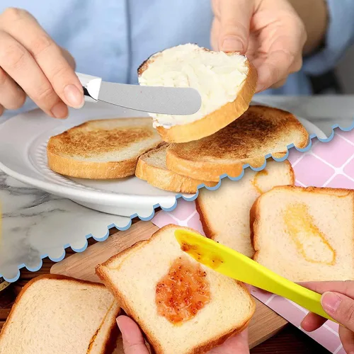 Miniatura 5 de Esparcidor de mantequilla de acero inoxidable con mango de cristal, multiusos, herramientas de cocina de mantequilla para queso suave, mantequilla