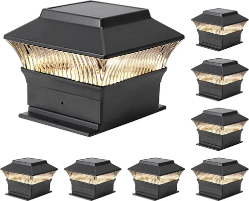 Miniatura 10 de Paquete de 4 luces solares para tapa de poste, modernas #2: se adapta a postes de vinilo de 4 x 4 y madera de 5 x 5 pulgadas, temperatura de 3