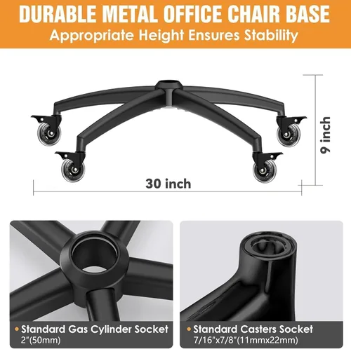 Miniatura 2 de Repuesto de Base para Silla de Oficina (3300 libras) – Reemplazo de base de sillas de oficina de aleación resistente, patas de metal reforzadas