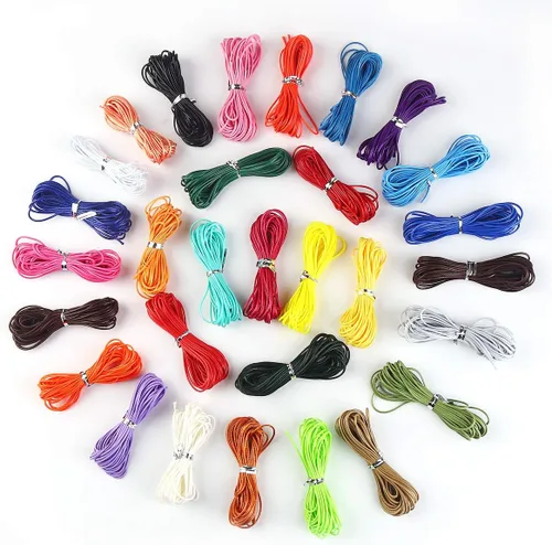 Cordón encerado de poliéster de 0.039 in, 30 colores, hilo elástico para hacer pulseras de 492 pies