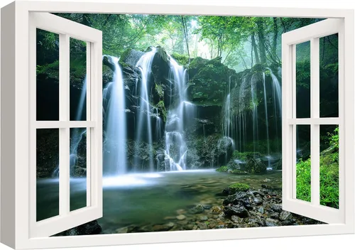 Miniatura 24 de Cuadro decorativo con diseño de ventana moderna blanca con vista, de la marca Wall26®
