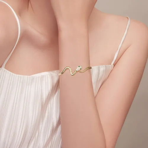 Miniatura 4 de Pulseras de serpiente, pulsera de serpiente ajustable, brazalete abierto, pulsera de plata con envoltura de serpiente de derivación, pulseras de oro