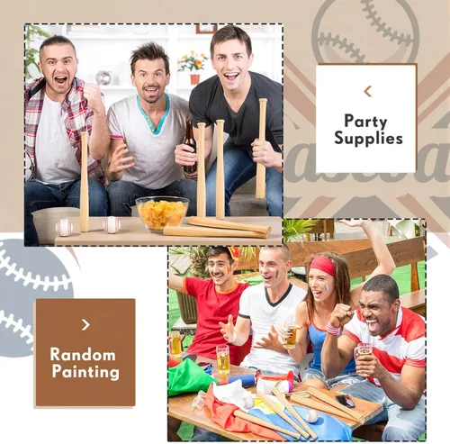 Miniatura 6 de Libima Juego de 12 mini bates de béisbol y pelotas de béisbol de espuma de 2 pulgadas, pequeños murciélagos de madera sin terminar de 8 pulgadas