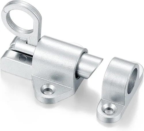 Miniatura 8 de INIRET 4 paquetes de pestillos de cierre automático, cerradura de puerta de resorte gris plateado, pestillo de perno resistente de aleación de Plata