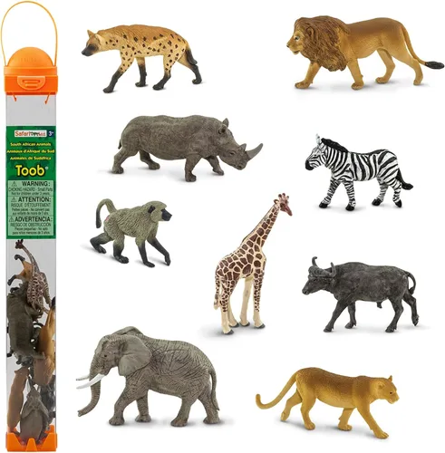 Safari Ltd. Animales sudafricanos TOOB - 9 figuras de elefante, león, jirafa y más - Juego de juguetes educativos para niños, niñas y niños a partir