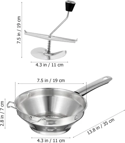 Miniatura 4 de Housoutil 1 prensa manual de patatas de acero inoxidable para puré de papas fáciles de puré de patatas dulces y más, no requiere electricidad