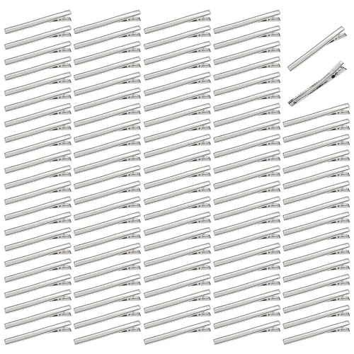 Lawie Paquete de 100 pinzas de cocodrilo de metal para el pelo de cocodrilo de 2.953 in, pinzas para el cabello, pinzas para el cabello, pinzas de