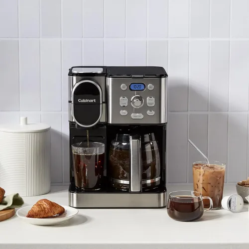 Miniatura 2 de Cafetera de 12 tazas Cuisinart, jarra de vidrio para porciones individuales, máquina automática de café caliente y café helado, control de Acero