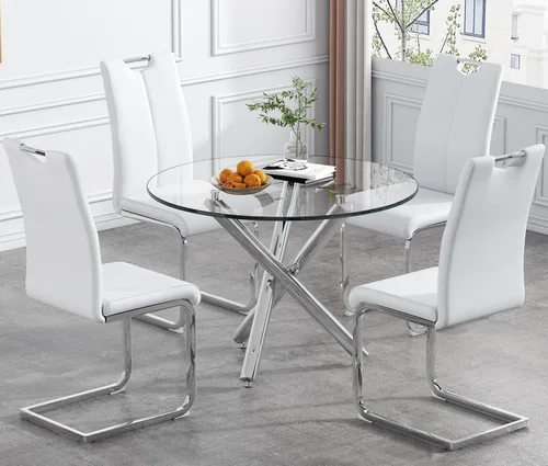 Miniatura 2 de Juego de 2 sillas de comedor, modernas sillas de comedor de piel sintética, sillas tapizadas para cocina, comedor, respaldo alto ergonómico