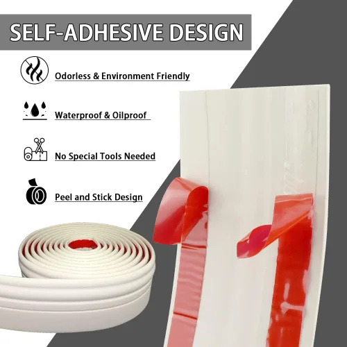 Miniatura 2 de Moldura de Base de Pared Despegar y Pegar Zócalo de Goma Moldura 4" de Ancho Base Cóncava de Vinilo Flexible para Pared