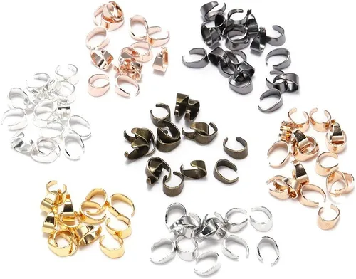 Miniatura 5 de 50 unids/lote de clips colgantes de 7 colores, cierres de hebilla para collar, conector de gancho para hacer joyas de bricolaje, bandeja de camafeo