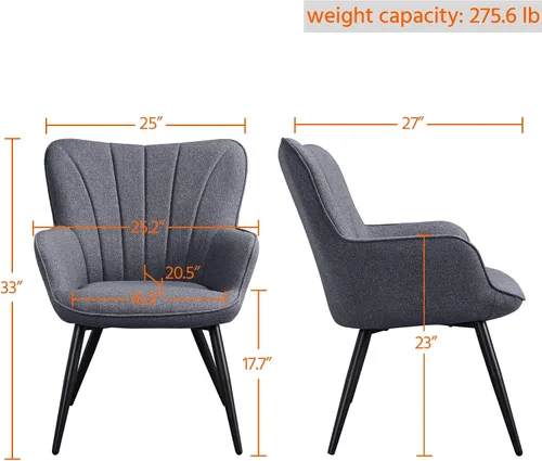 Miniatura 3 de Yaheetech Silla de comedor, 2 piezas, reposabrazos de tela, sillas de restaurante, sillas de recepción de hotel, silla de ocio, sofá, silla lateral
