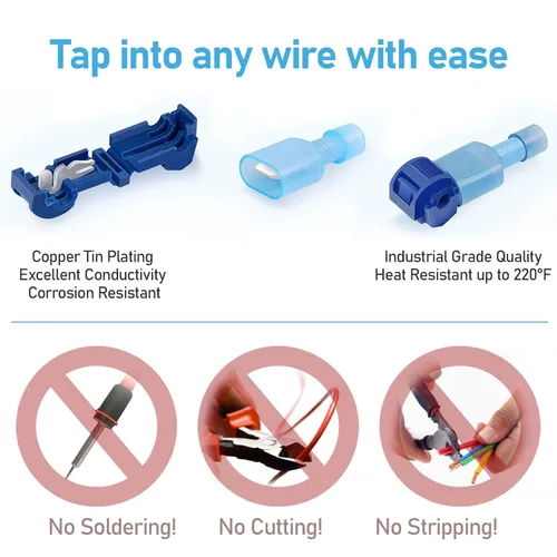 Miniatura 2 de TICONN 120 Piezas Conectores de Cable T Tap, Conector de Empalme Rápido de Cable T, Conectores T para Cableado con Estuche de Almacenamiento