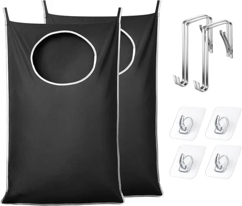 KEEPJOY Paquete de 2 cestas de lavandería XL para colgar en la puerta, tamaño de 36.5 x 22.5 pulgadas, bolsa para puerta con apertura grande y
