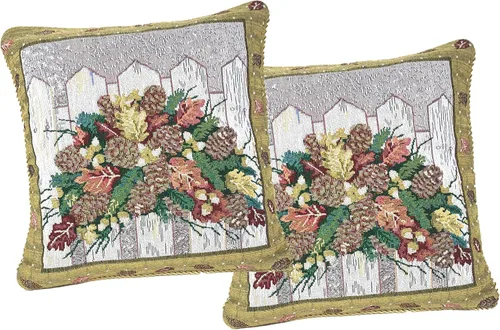 DaDa Bedding - Juego de 2 fundas de almohada para tapiz, diseño floral festivo, cojines cosidos con aguja, elegante decoración cuadrada colorida