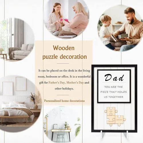 Miniatura 5 de Letrero personalizado con nombre de la familia, adornos de madera para la familia, placa de rompecabezas con nombre personalizado, decoración
