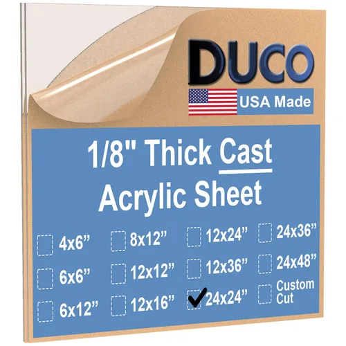 Miniatura 68 de Duco - Hoja de acrílico fundido transparente hecha en Estados Unidos, 1/8 de pulgada de grosor, 12 x 12 pulgadas, 1 paquete de láminas de plexiglás
