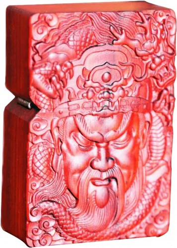 Miniatura 7 de Caja de carcasa de madera natural tallada en palisandro Huanghuali para módulo Zippo (Zodíaco Caballo)