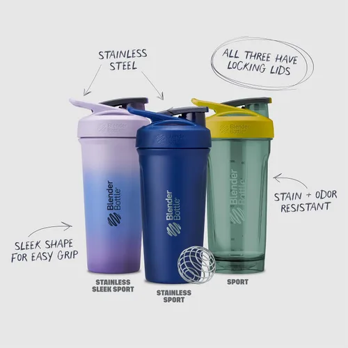 Miniatura 6 de BlenderBottle Botella batidora deportiva con batidor de alambre, 24 onzas, color negro, batidos de proteínas e hidratación para atletas
