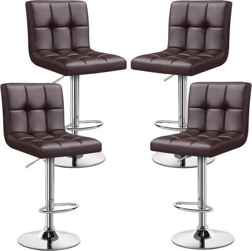 Miniatura 22 de Topeakmart Taburetes de bar modernos de altura ajustable, taburete giratorio de piel sintética, silla trasera de isla de cocina, taburete giratorio