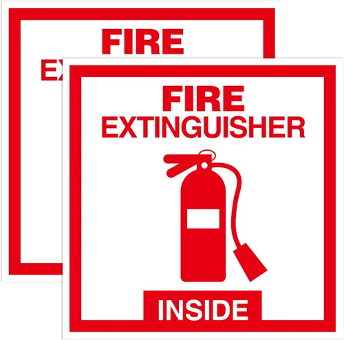 2 calcomanías para extintor de incendios en el interior, etiqueta de seguridad de vinilo autoadhesiva impermeable, resistente a la decoloración y a