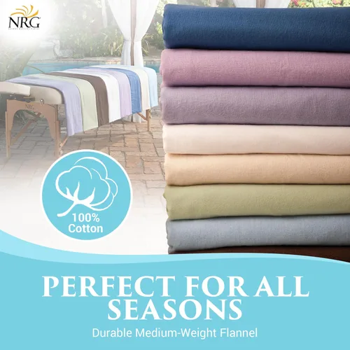 Miniatura 6 de NRG - Sábanas planas de franela de lujo para mesa de masaje – Ropa de cama de masaje 100% franela de algodón – 160 GSM, 200 hilos – Algodón suave