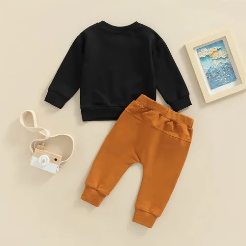 Miniatura 60 de Ropa de bebé niño 3 6 9 12 18 24M 3T Conjunto de pantalones con capucha patchwork sudadera con capucha pantalones de rayas traje de otoño invierno