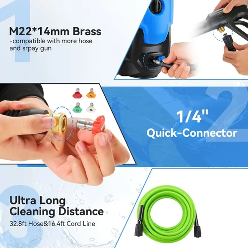 Miniatura 4 de Lavadora a presión eléctrica 5000 PSI 4.0GPM Lavadora eléctrica portátil con 4 boquillas de control de calidad, cañón de espuma de 16.9 fl oz