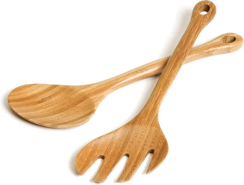Miniatura 8 de Lipper International Servidores de ensalada redondos de acacia, 13" de largo, un par