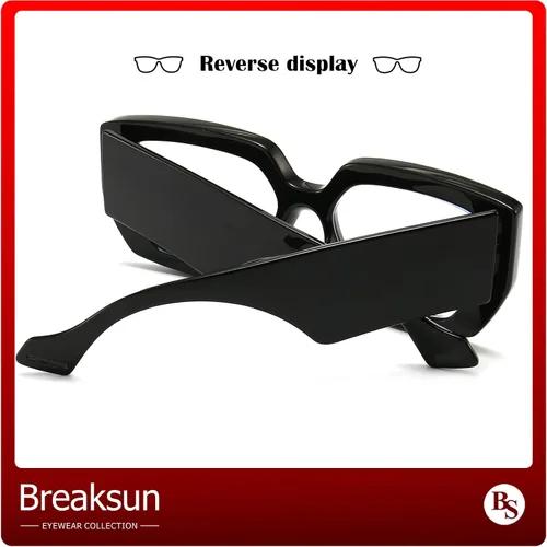Miniatura 6 de Breaksun - Lentes de luz azul con marco grueso para mujeres y hombres, moda, cuadrados sobredimensionados, gafas de juegos de computadora