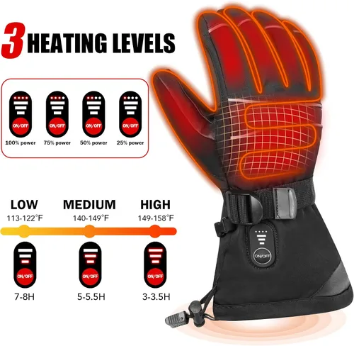 Miniatura 2 de Guantes térmicos recargables para hombres y mujeres, guantes térmicos eléctricos de 7.4 V, guantes de esquí impermeables y resistentes al viento