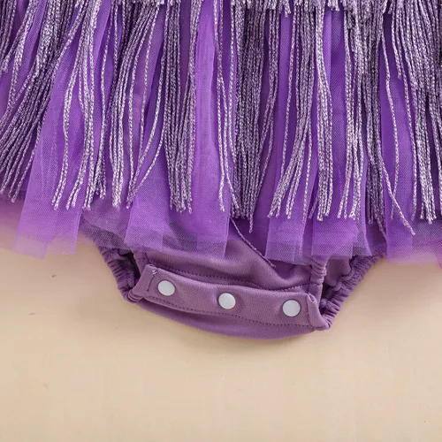 Miniatura 56 de Sasaerucure Traje de verano para bebé niña, sin mangas, mameluco de encaje tutú, mameluco de una pieza con volantes