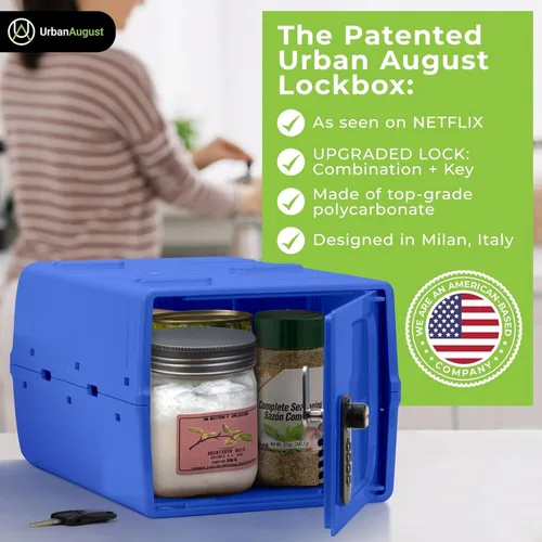 Miniatura 2 de Urban August Caja de seguridad con llave y combinación doble, caja con cerradura para uso diario, cerradura multiusos para seguridad en el hogar