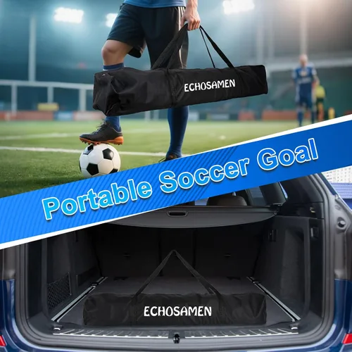 Miniatura 5 de Portería de fútbol de 12 x 6 pies/6 x 4 pies, portería de fútbol portátil para patio trasero, fácil de transportar, fácil de instalar, viene con 1