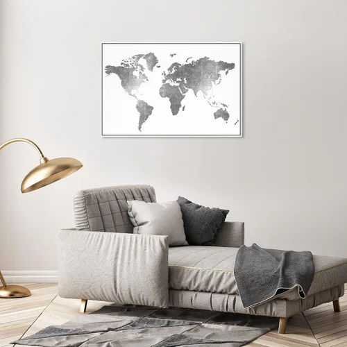 Miniatura 4 de The Oliver Gal Artist Co. Mapas y banderas - Lienzo decorativo moderno para pared, de cuero plateado, para sala de estar, dormitorio y baño