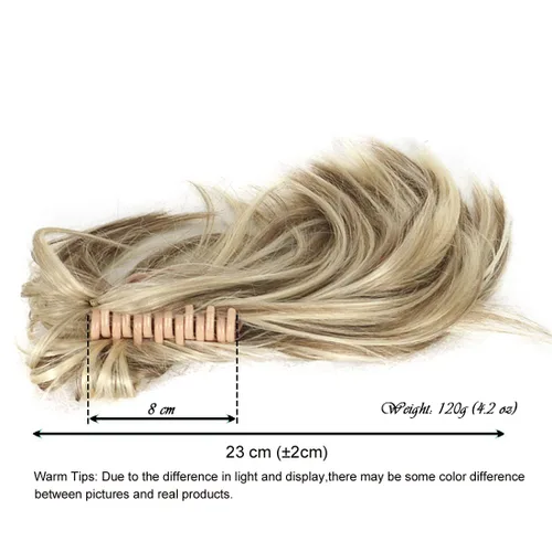 Miniatura 7 de Aimole Peluca sintética con clip de cola de caballo recta extensiones cortas de pelo gris plateado (51)