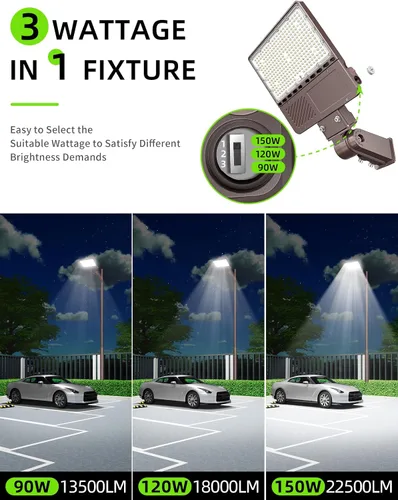 Miniatura 3 de Luz LED para estacionamiento con certificación UL, 150 W, 120 W, 90 W, ajustable, con fotocélula de 22500 lm, caja de zapatos, luces de inundación