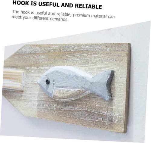 Miniatura 8 de DOITOOL Gancho decorativo para colgar en la pared, perchero de madera, ganchos náuticos, decoración de peces de madera, colgador de pared náutico